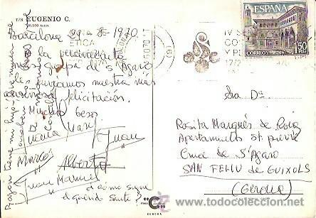 Postales: POSTAL A COLOR EUGENIO BARCO ESCRITA 1970 - Foto 2