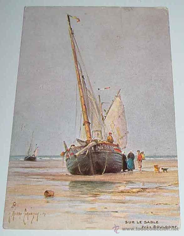 Postales: ANTIGUA POSTAL DE BARCO DE SUR LE SABLE - CIRCULADA. - Foto 1