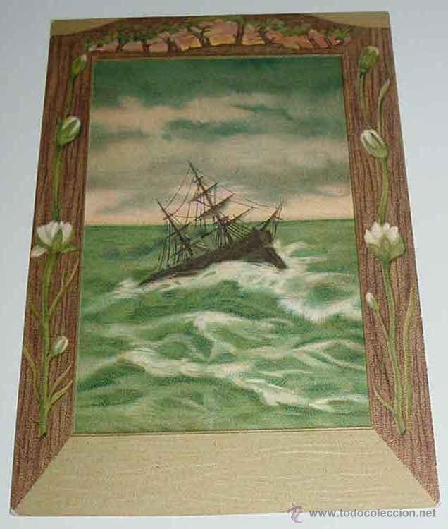 Postales: ANTIGUA POSTAL DE BARCO EN UNA TORMENTA - NO CIRCULADA. - Foto 1