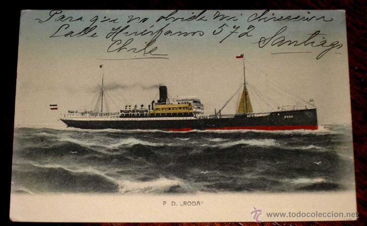 Postales: ANTIGUA POSTAL DEL BARCO P D. RODA - CIRCULADA. - Foto 1