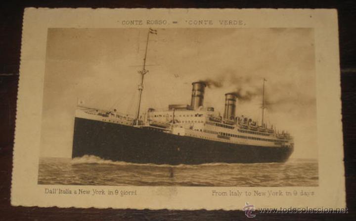 Postales: ANTIGUA POSTAL DE BARCO CONTE ROSSO - CONTE VERDE - CIRCULADA. - Foto 1