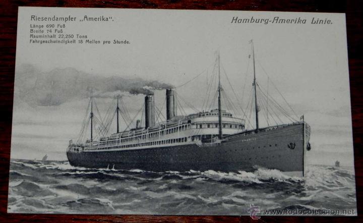 Postales: ANTIGUA POSTAL DE BARCO AMERIKA -  NO CIRCULADA. - Foto 1