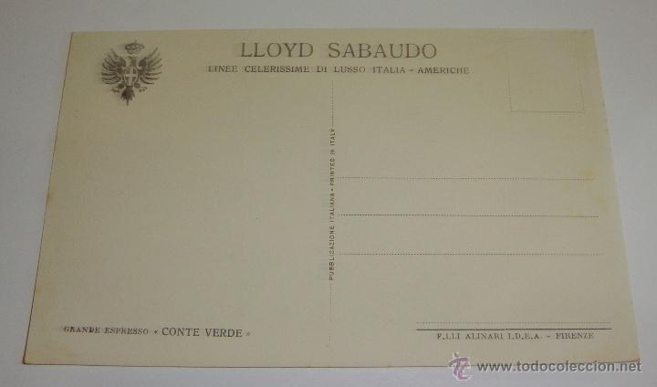 Postales: Antigua Postal. Lloyd Sabaudo. Conte Verde. - Foto 2