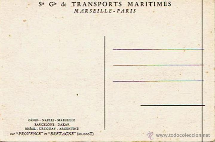 Postales: TARJETA POSTAL DE BARCO &uml;PROVENCE &uml;Y &uml;BRETAGNE&uml; - Foto 2