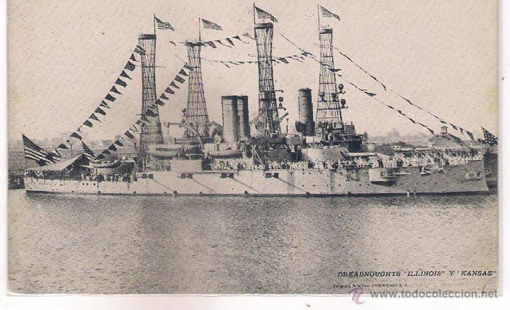Postales: POSTAL DE BARCO DREADNOUGHTS ILLINOIS Y KANSAS. - Foto 1