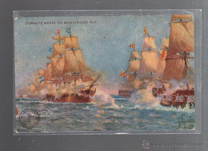 Postales: TARJETA POSTAL DE BARCO. COMBATE NAVAL DE MONTEVIDEO 1814 - Foto 1