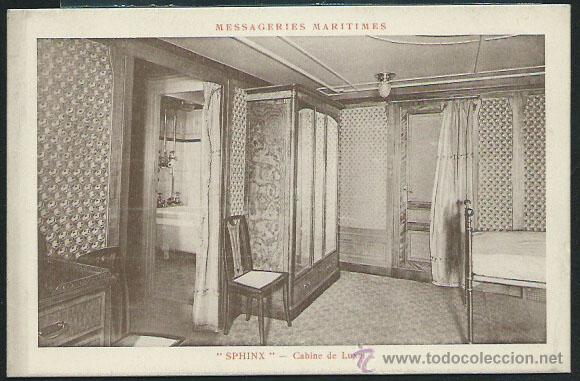 Postales: Interior Barco. Messageries Maritimes. Sphinx. Cabine de luxe. - Foto 1