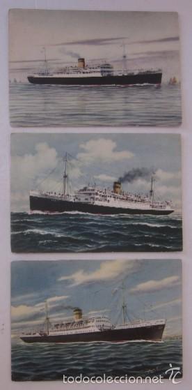 Postales: TRES POSTALES BUQUES TRANSATLANTICOS DE THE HELLENIC MEDITERRANEAN LINES - Foto 1