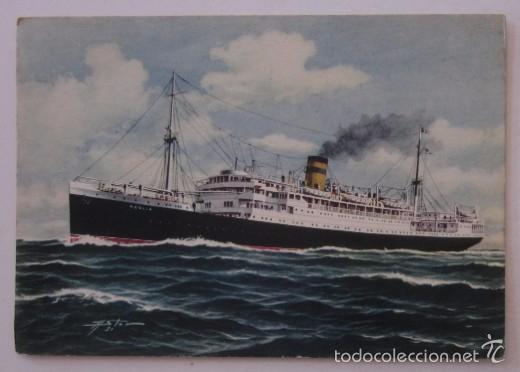 Postales: TRES POSTALES BUQUES TRANSATLANTICOS DE THE HELLENIC MEDITERRANEAN LINES - Foto 3