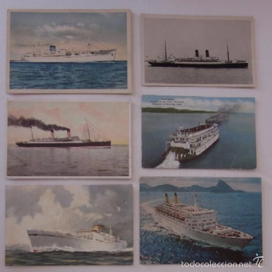 Postales: LOTE DE SEIS POSTALES DE BUQUES TRANSATLANTICOS - Foto 1