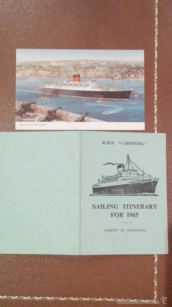 Postales: POSTAL DEL BARCO CARINTHIA DE CUNAR E ITINERARIO DE SALIDAS 1965 - Foto 1