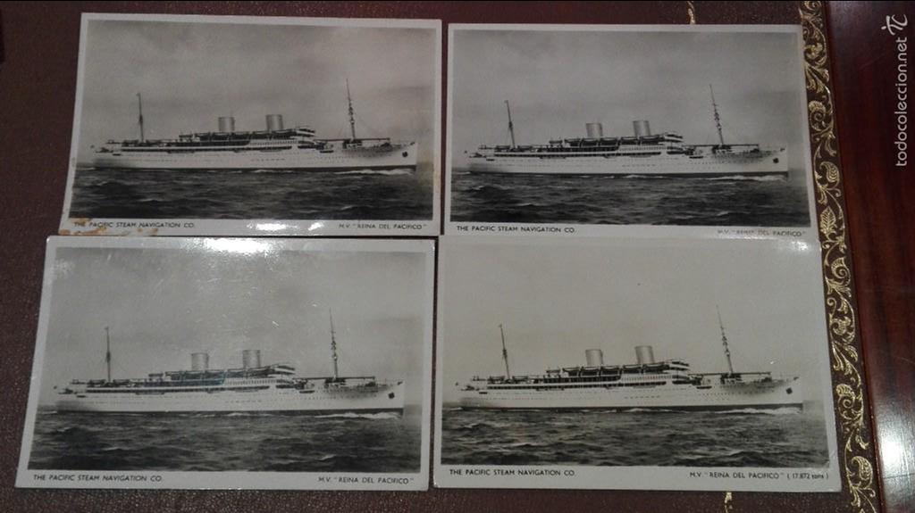 Postales: LOTE DE 4 POSTALES DEL BARCO REINA DEL PACIFICO - Foto 1