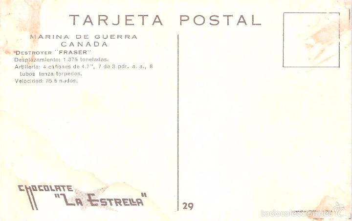 Postales: MARINA DE GUERRA CANADA. DESTROYER FRASER. - Foto 2