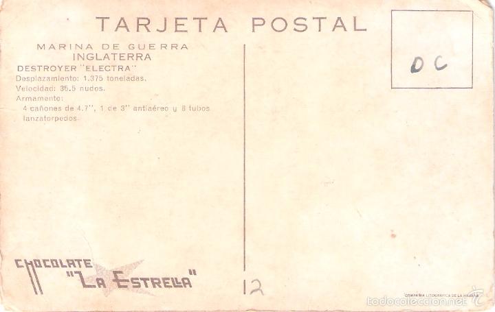 Postales: MARINA DE GUERRA INGLATERRA. DESTROYER ELECTRA. - Foto 2