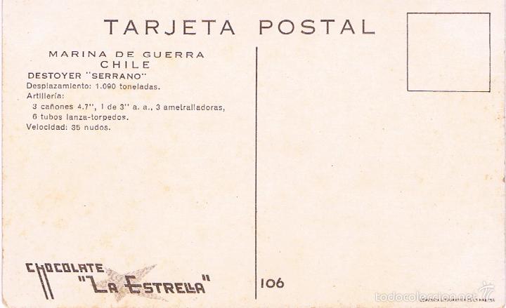 Postales: MARINA DE GUERRA CHILE. DESTROYER SERRANO. - Foto 2
