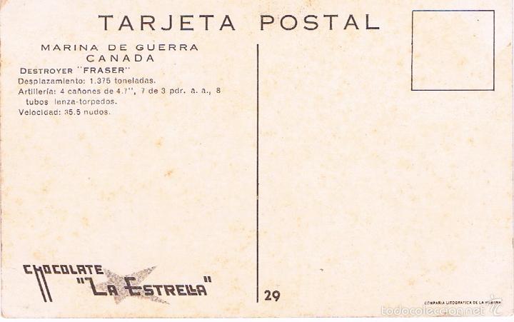 Postales: MARINA DE GUERRA CANADA. DESTROYER FRASER. - Foto 2
