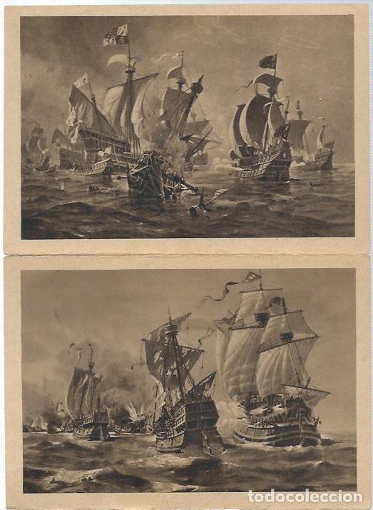 Postales: 2 POSTALES DE -  GALEONES DE LA EPOCA - SIN CIRCULAR - Foto 1