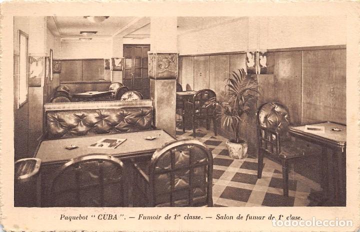 Postales: PAQUEBOT CUBA.- SALON DE FUMAR DE 1&ordf; CLASE - Foto 1
