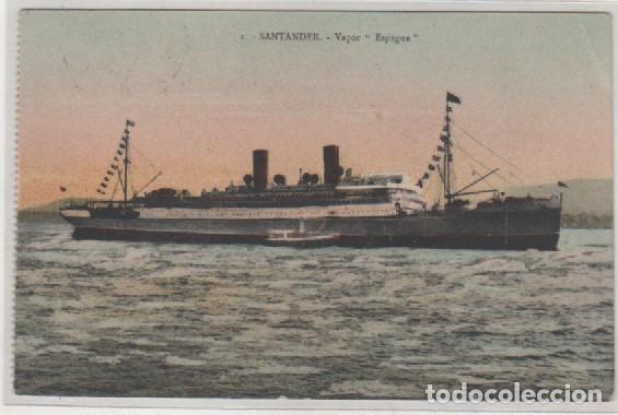 Postales: 2 Santander. Vapor Espagne. Circulada en 1915 - Foto 1