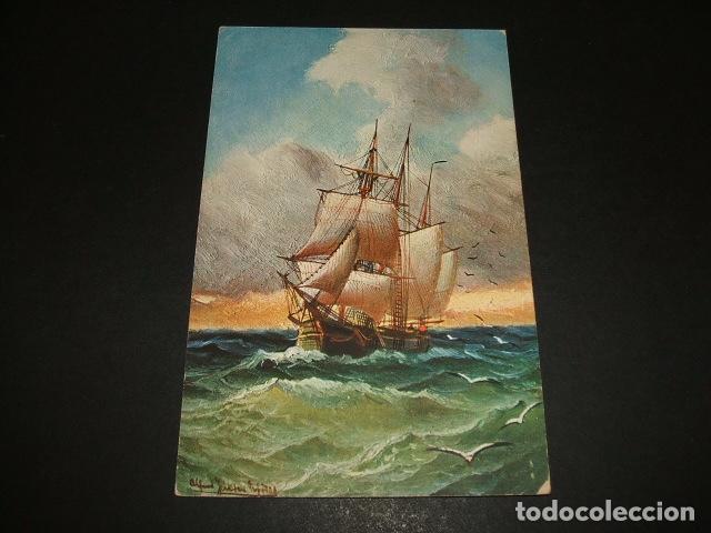 Postales: BARCO EN ALTA MAR POSTAL ILUSTRADA - Foto 1