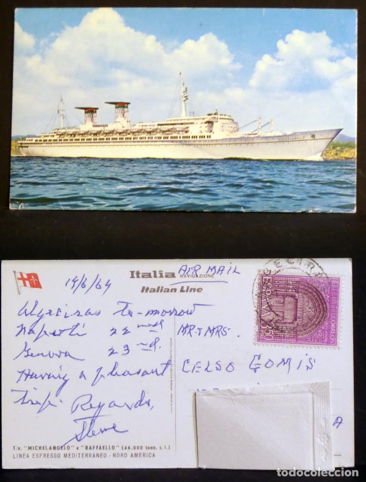 Postales: Michelangelo e Raffaello. (46.000 Tn) Postal circulada del a&ntilde;o 1964 - Foto 1