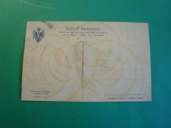 Postales: BUQUE CONTE VERDE LLOYD SABAUDO GIUGNO 1925 - Foto 2
