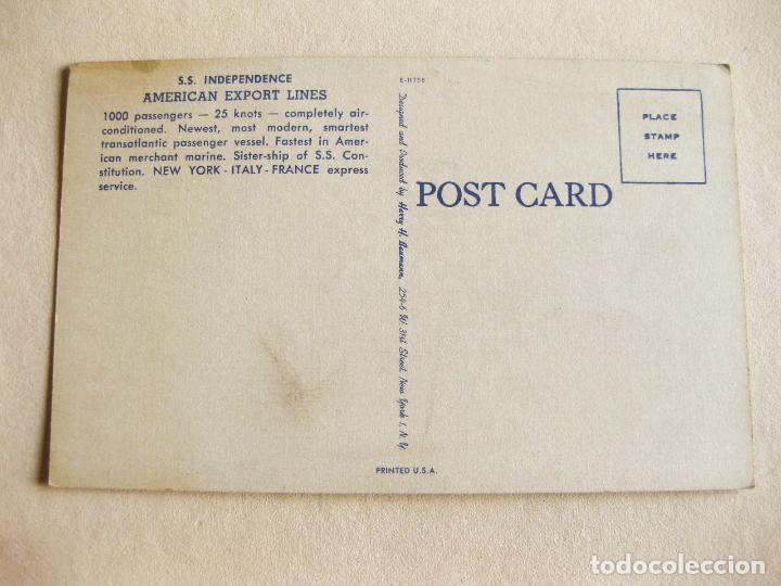 Postales: POSTAL DEL BARCO S.S. INDEPENDENCE SIN CIRCULAR - AMERICAN EXPORT LINES - Foto 2