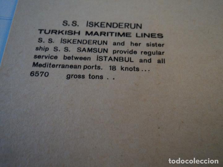 Postales: turkish maritime lines s.s. iskenderun - Foto 2