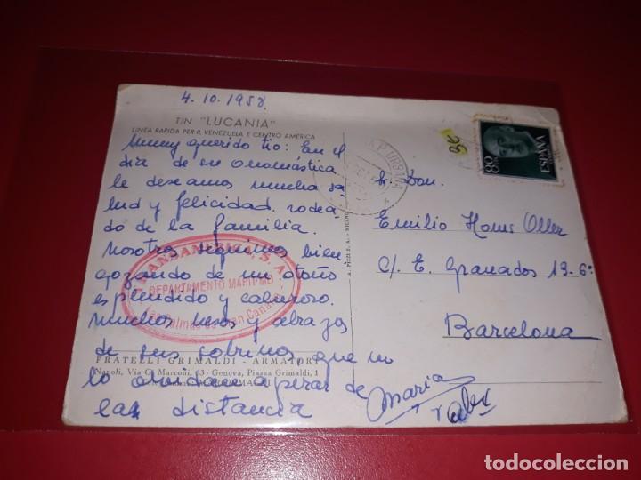 Postales: Fratelli Grimaldi Armatori &rdquo; Lucania &rdquo; Escrita y con sello - Foto 2