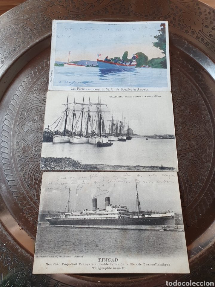 Postales: 3 postales barcos 1900 - Foto 1