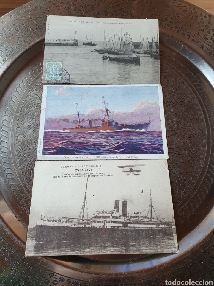 Postales: 3 postales barcos 1900 - Foto 1