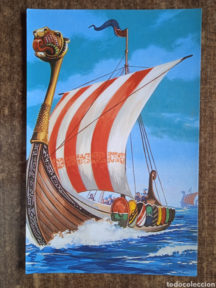 Postales: Postal dibujo de barco antiguo. Sin circular. - Foto 1