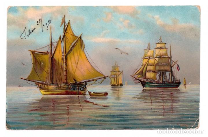 Postales: BUQUES DE VELA &diams; 1908 - Foto 1