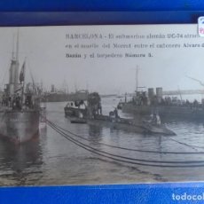 Postales: (PS-68485)POSTAL FOTOGRAFICA DE BARCELONA-EL SUBMARINO ALEMAN UC-74 ATRACADO EN EL MUELLE DEL MORROT. Lote 333158248