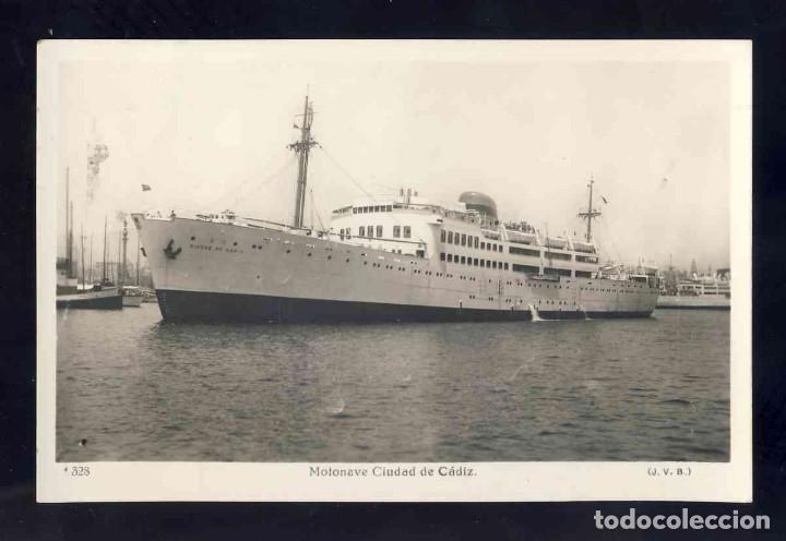 Postales: Postal de Barcos: Motonave Ciudad de Cadiz (JVB 328) - Foto 1
