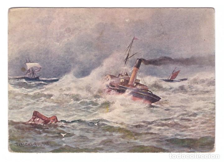 Postales: REMOLCADOR EN MAR EMBRAVECIDO - Foto 1