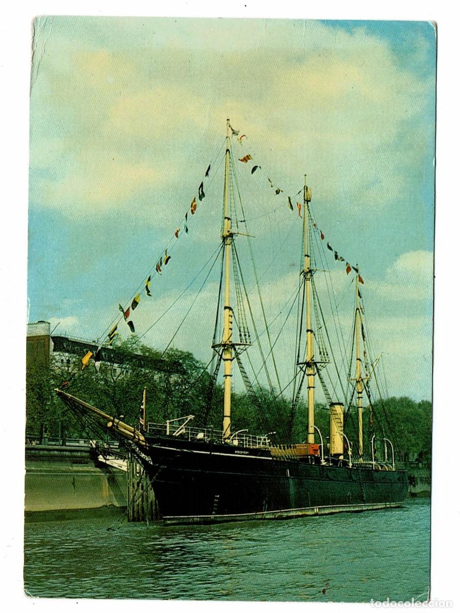 Postales: Postal Barco HMS DISCOVERY / Escrita con sellos - Foto 1