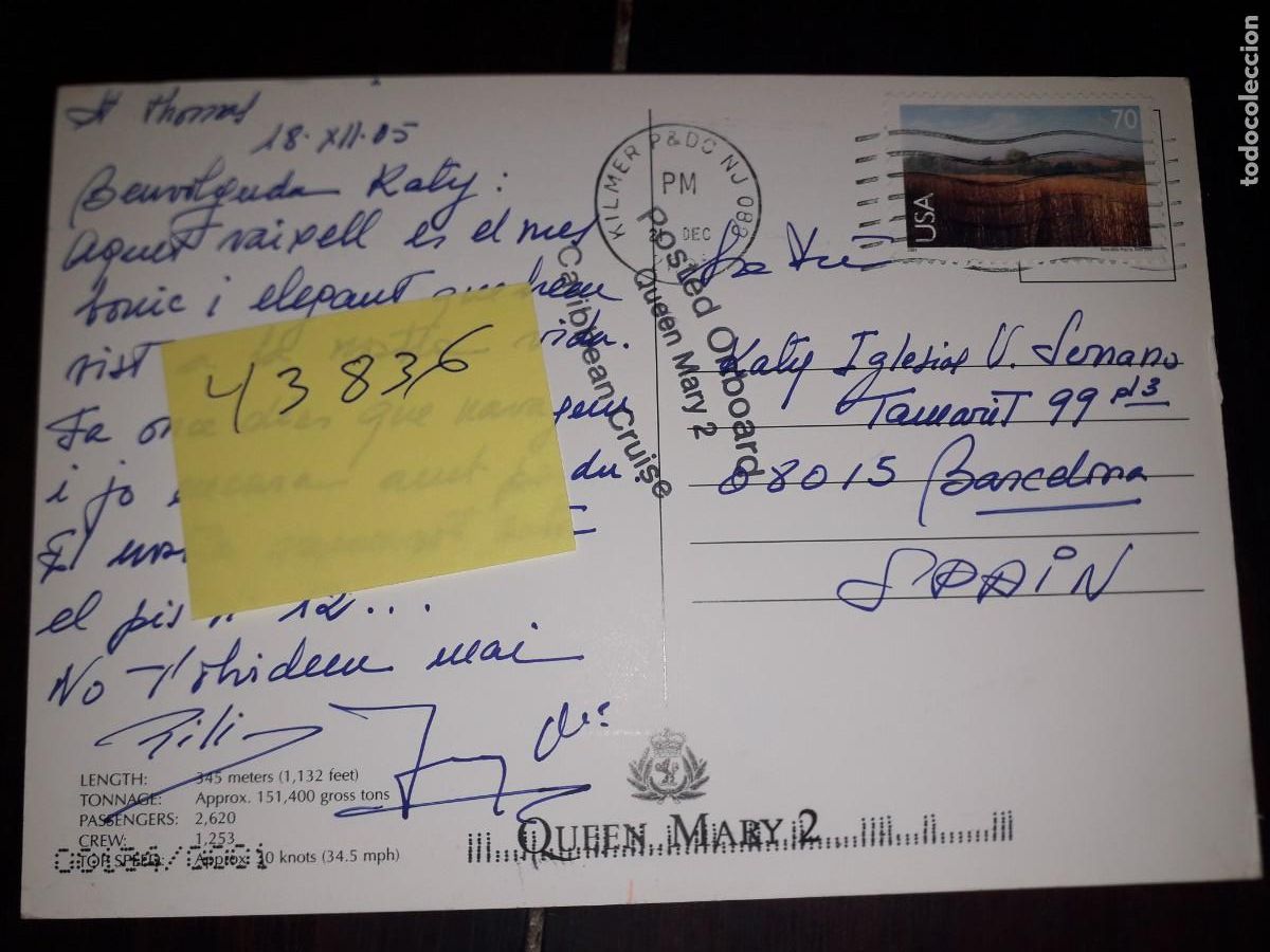 Postales: N&ordm; 43836 POSTAL BARCO QUEEN MARY 2 - Foto 2