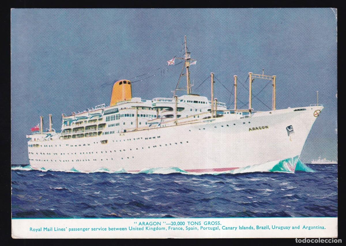 Postales: *Aragon - Royal Mail Lines* Circulada 1966, a bordo. - Foto 1