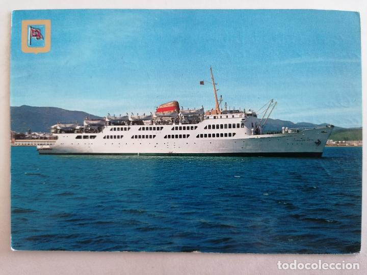 Postales: POSTAL COMPA&Ntilde;IA TRANSMEDITERRANEA - BUQUE, CIUDAD DE TARIFA - Foto 1