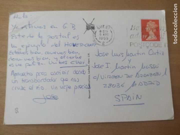Postales: HOVERCRAFT 10631 ED BENNET POSTA UK CIRCULADA 1989 SOBADA - Foto 2