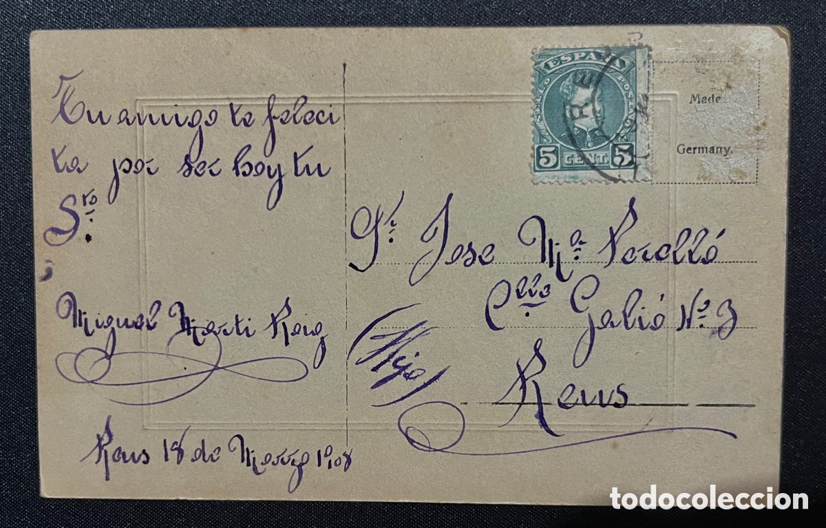 Postales: POSTAL BARCO EN EL MAR. CIRCULADA EN 1908 - Foto 2