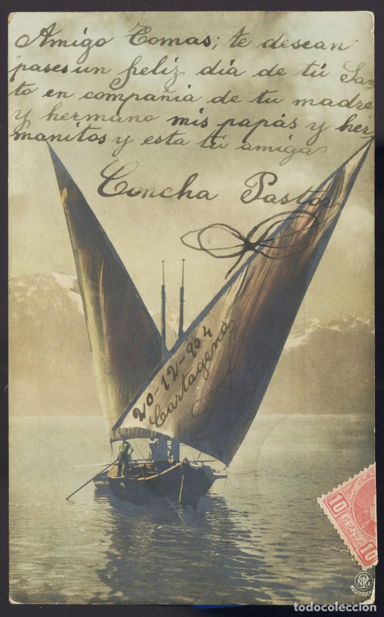 Postales: MUY ANTIGUA POSTAL BARCA A VELA - 1904 - Foto 1