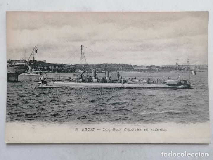 Postales: POSTAL BREST - EJERCICIO DE BARCO TORPEDO EN REFUGIO - Foto 1