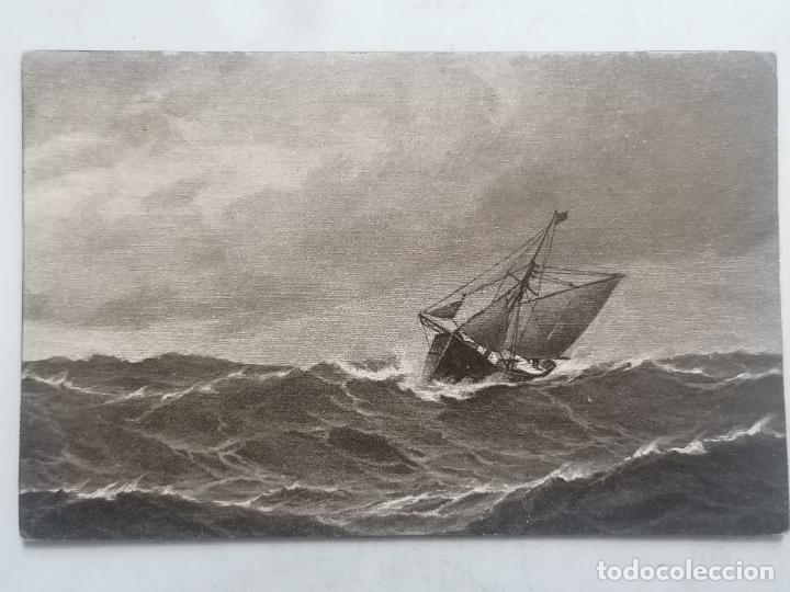 Postales: POSTAL BARCO EN LA TORMENTA - Foto 1