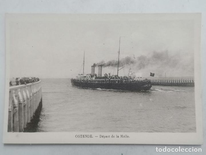Postales: POSTAL OSTENDE, SALIDA DEL BUQUE DEL PUERTO - Foto 1