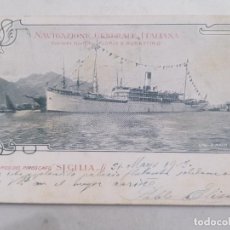 Postales: POSTAL, NAVEGACION GENERAL ITALIANA, PIROSCAFO SICILIA, CIRCULADA 31-5-1903