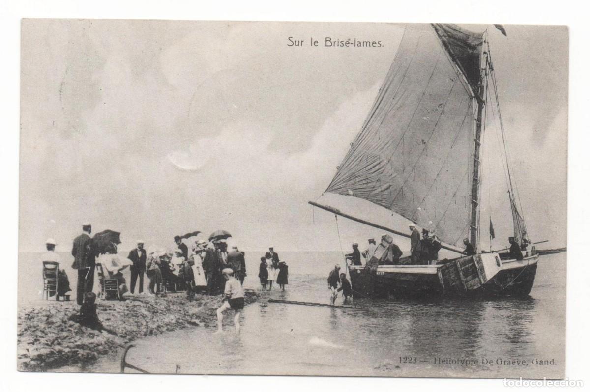 Postales: En el rompeolas-principios del XX- postal circulada- - Foto 1