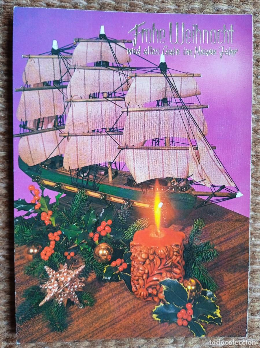 Postales: MAQUETA DE BARCO VELERO EN POSTAL DE NAVIDAD - Foto 1