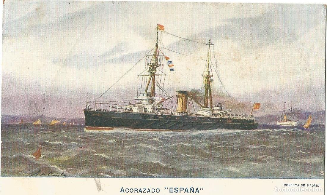 Postales: ACORAZADO ESPA&Ntilde;A - MADRID - SIN DIVIDIR - Foto 1